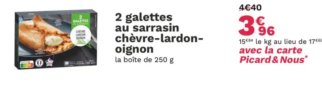2 galettes au sarrasin chèvre-lardon-oignon