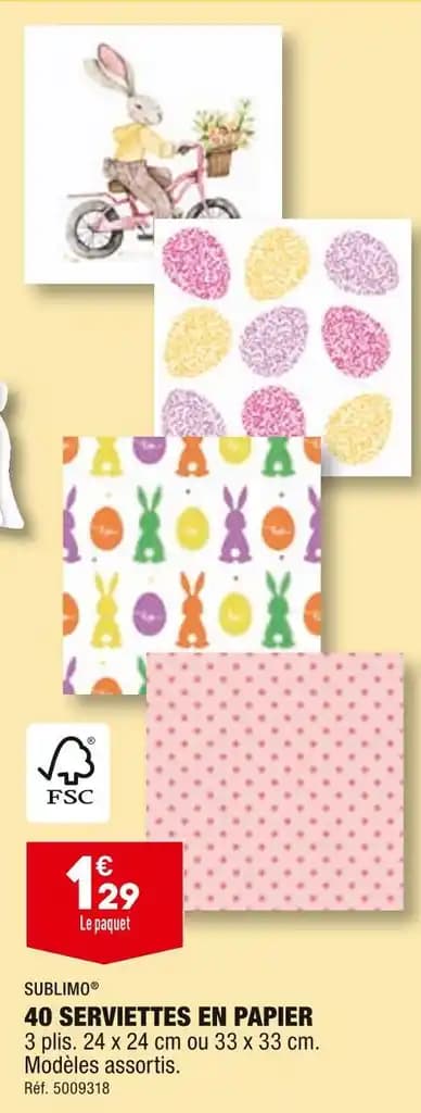 SUBLIMO 40 SERVIETTES EN PAPIER