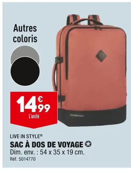 LIVE IN STYLE SAC À DOS DE VOYAGE