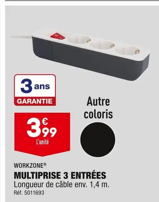 WORKZONE MULTIPRISE 3 ENTRÉES
