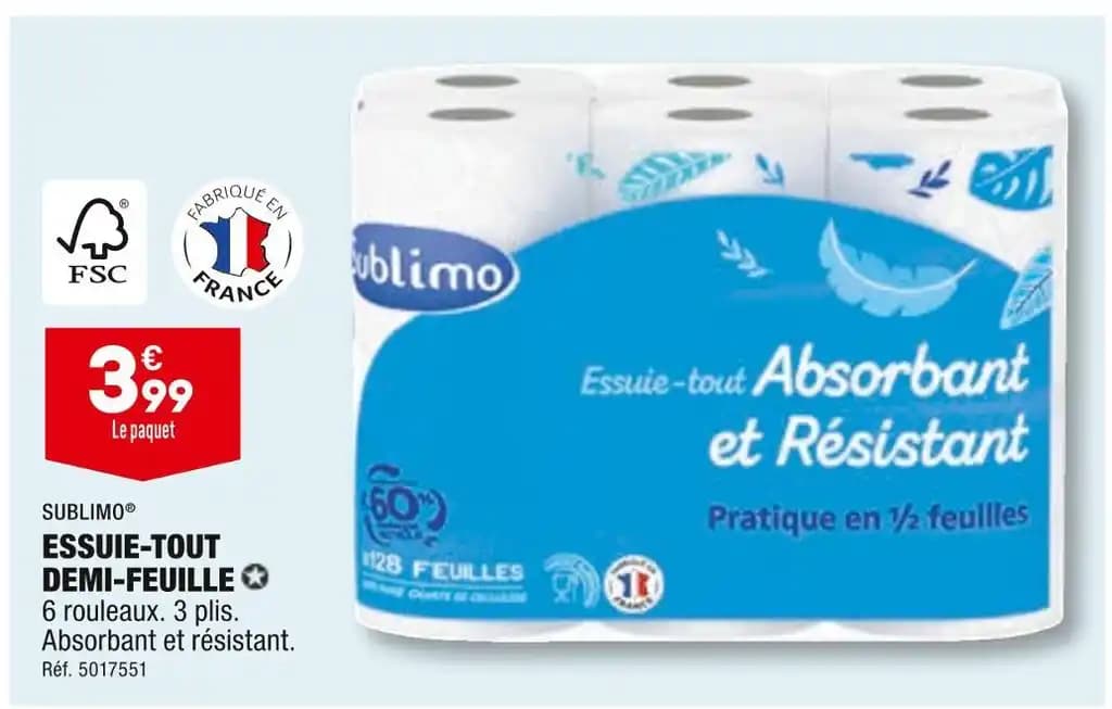 SUBLIMO ESSUIE-TOUT DEMI-FEUILLE