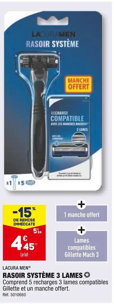 LACURA MEN RASOIR SYSTÈME 3 LAMES
