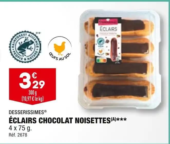DESSERISSIMES ÉCLAIRS CHOCOLAT NOISETTES
