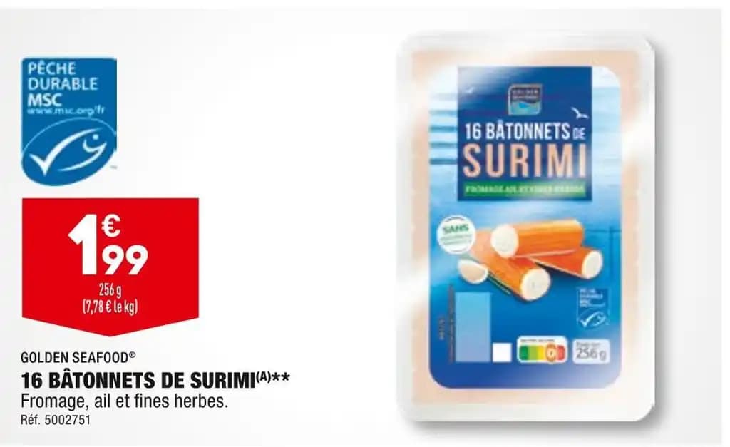 GOLDEN SEAFOOD 16 BÂTONNETS DE SURIMI