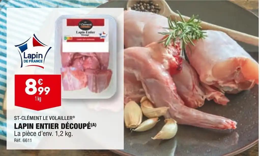 ST-CLÉMENT LE VOLAILLER LAPIN ENTIER DÉCOUPÉ