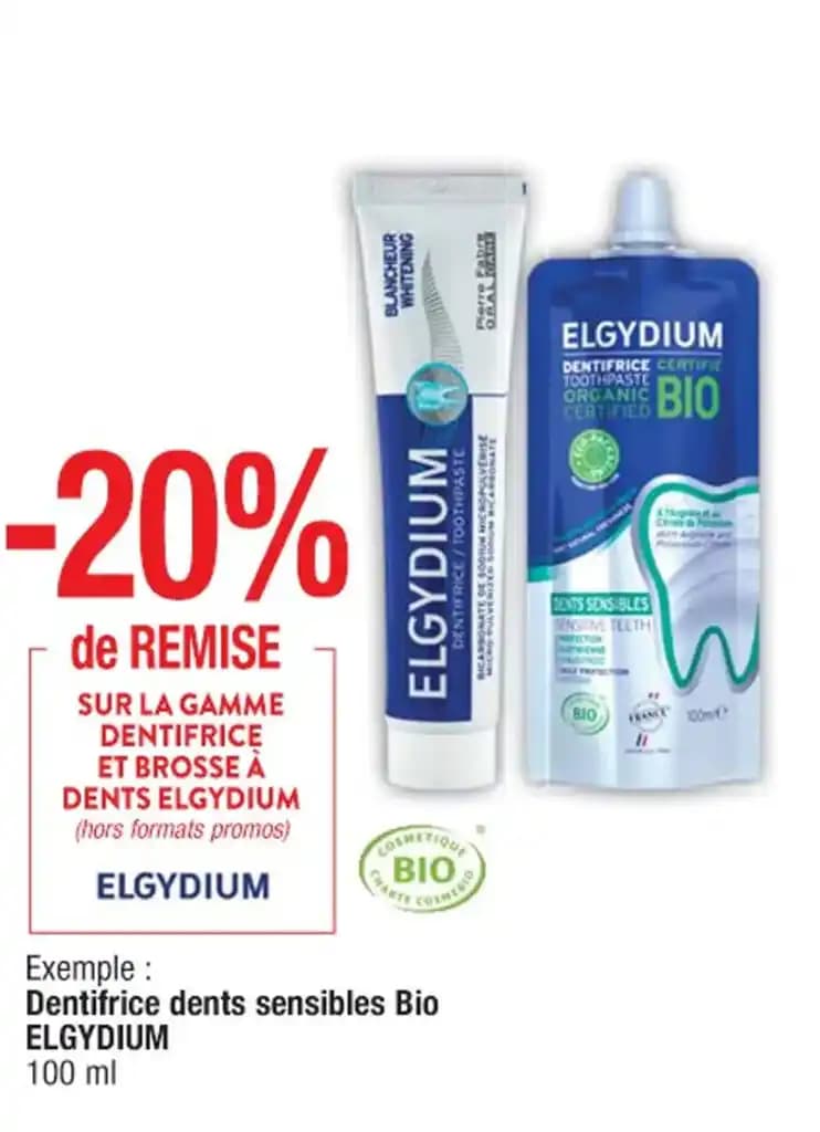 Dentifrice dents sensibles Bio ELGYDIUM 100 ml