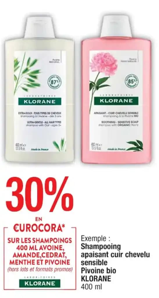 Shampooing apaisant cuir chevelu sensible Pivoine bio KLORANE