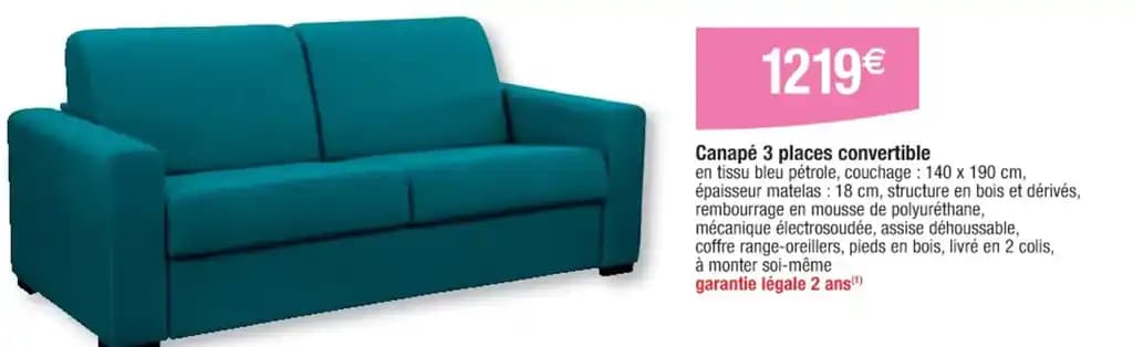 Canapé 3 places convertible