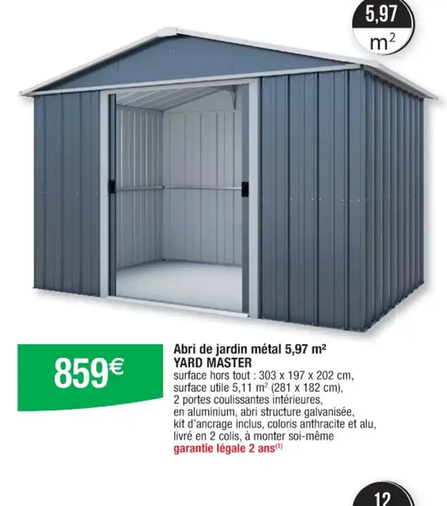 Abri de jardin métal 5,97 m² YARD MASTER