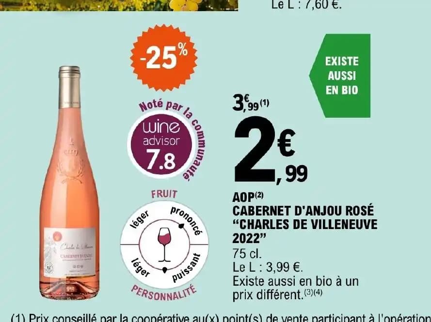 AOP(2) CABERNET D'ANJOU ROSÉ CHARLES DE VILLENEUVE 2022"