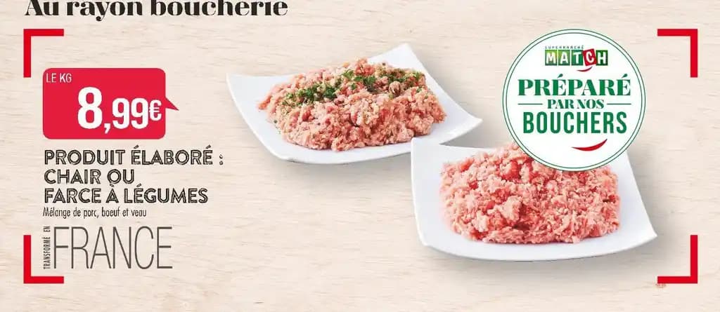 PRODUIT ÉLABORÉ : CHAIR OU FARCE À LÉGUMES