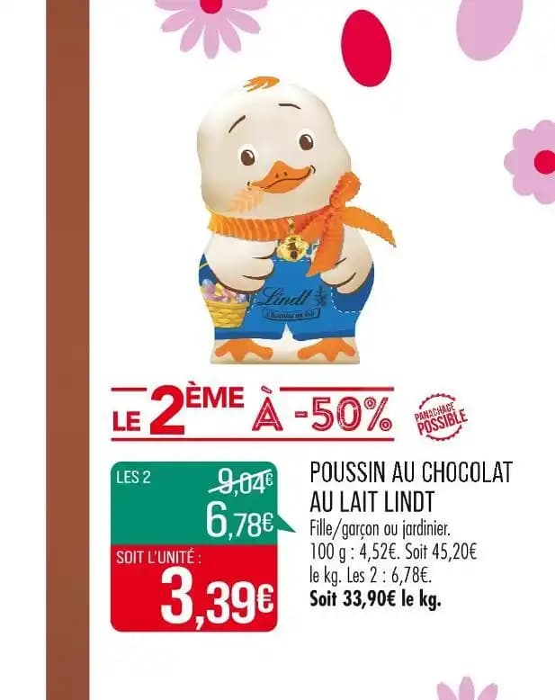 LINDT POUSSIN AU CHOCOLAT AU LAIT