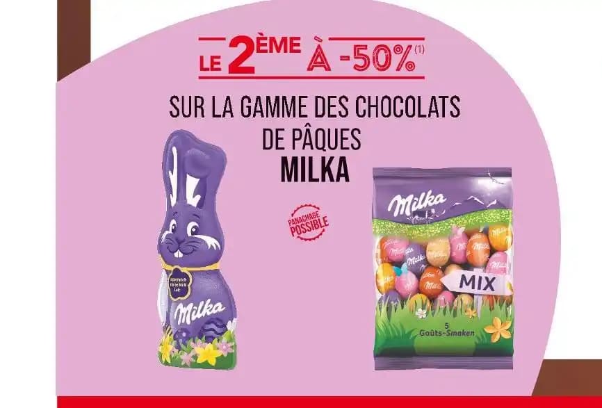 MILKA LE 2ÈME À -50% SUR LA GAMME DES CHOCOLATS DE PÂQUES MILKA