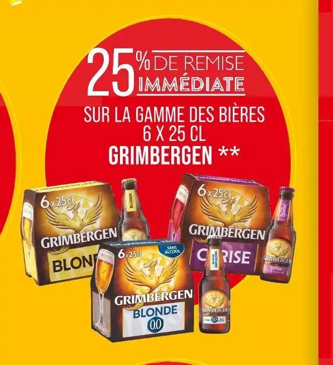 GRIMBERGEN 25% DE REMISE IMMÉDIATE SUR LA GAMME DES BIÈRES 6 X 25 CL GRIMBERGEN