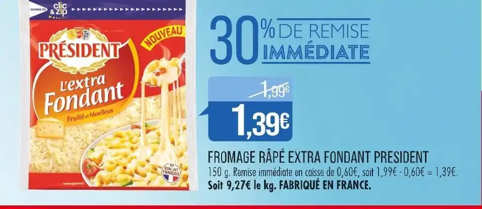 PRESIDENT FROMAGE RÂPÉ EXTRA FONDANT