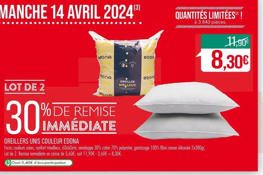 OREILLERS UNIS COULEUR EDONA