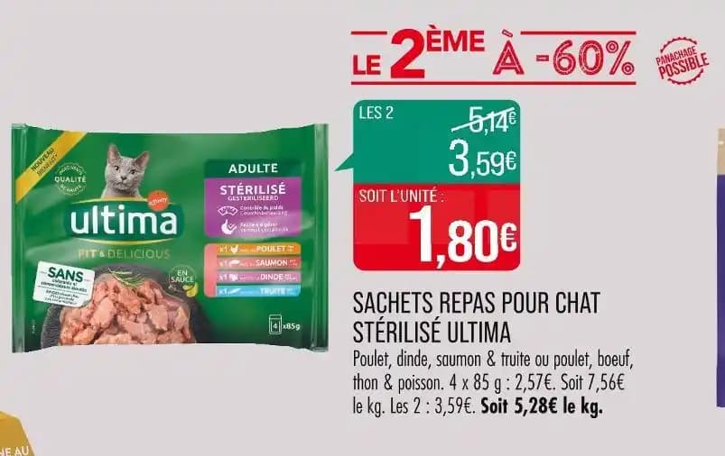 ULTIMA SACHETS REPAS POUR CHAT STÉRILISÉ