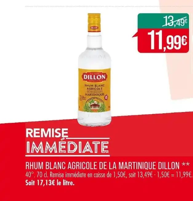 DILLON RHUM BLANC AGRICOLE DE LA MARTINIQUE