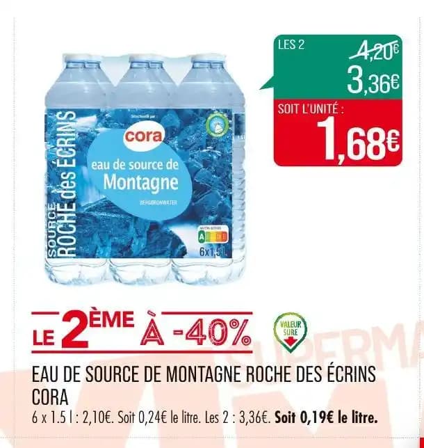 CORA EAU DE SOURCE DE MONTAGNE ROCHE DES ÉCRINS