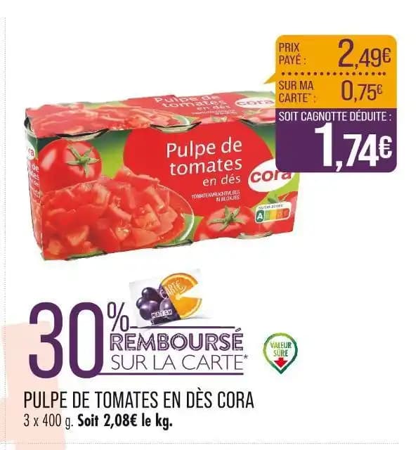 CORA PULPE DE TOMATES EN DÈS