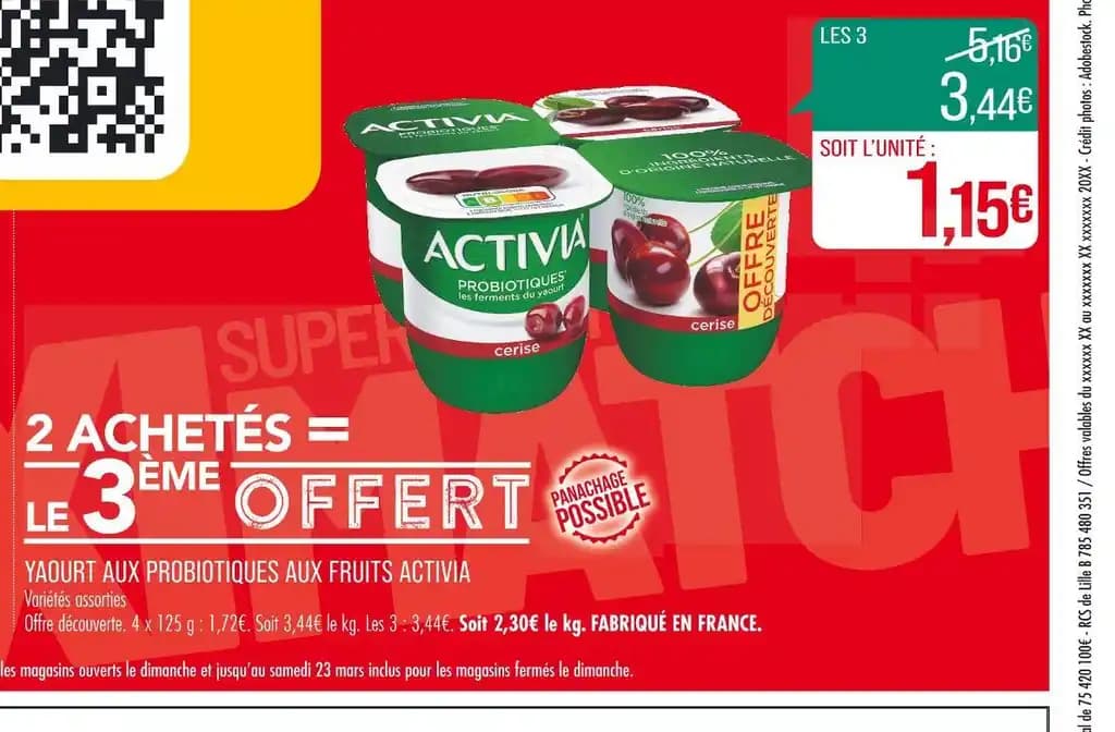 ACTIVIA YAOURT AUX PROBIOTIQUES AUX FRUITS