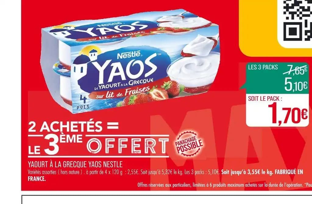 YAOS / NESTLE YAOURT À LA GRECQUE