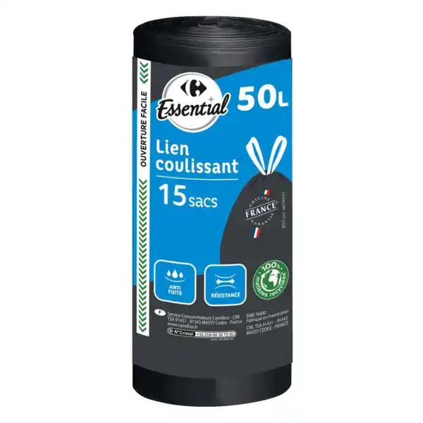 CARREFOUR 15 sacs poubelle 50L