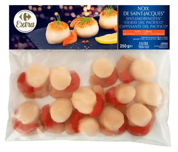 CARREFOUR EXTRA Noix de Saint-Jacques avec corail surgelées