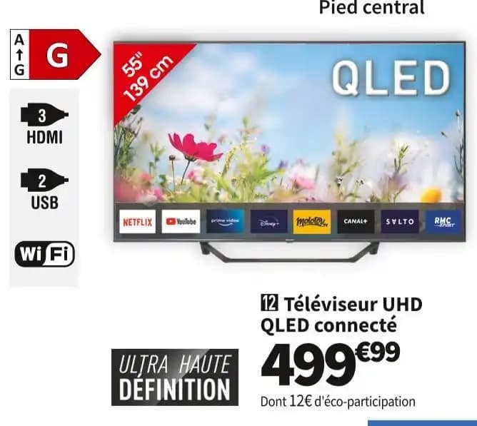 HISENSE TÉLÉVISEUR UHD QLED CONNECTÉ 55A7KQ