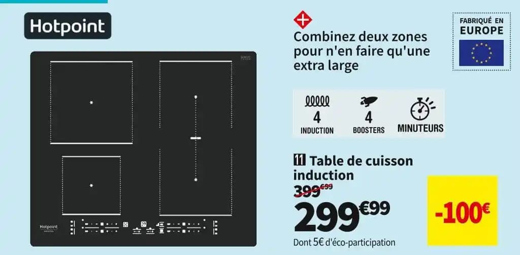HOTPOINT TABLE DE CUISSON INDUCTION HB4860BNE