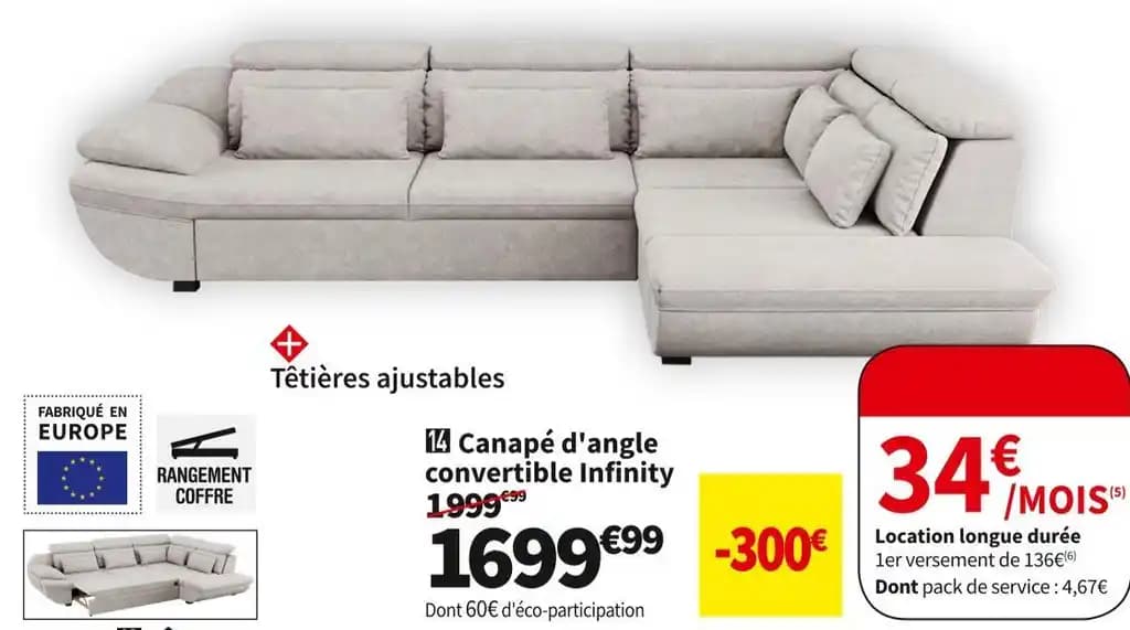 CANAPE D'ANGLE CONVERTIBLE INFINITY