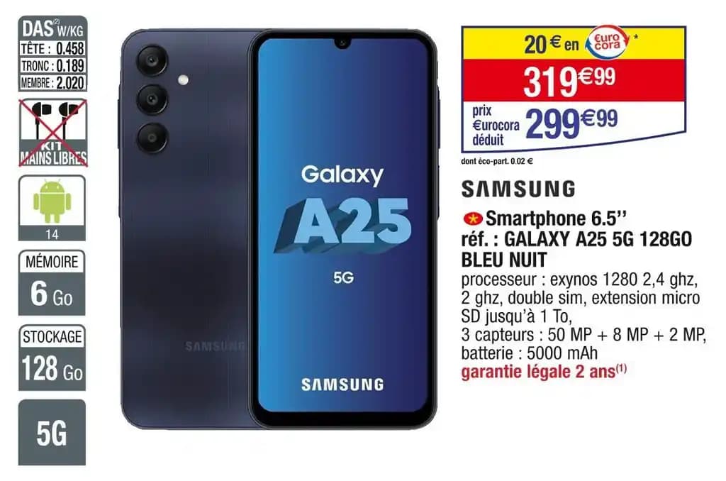 SAMSUNG Smartphone 6.5’’ BLEU NUIT