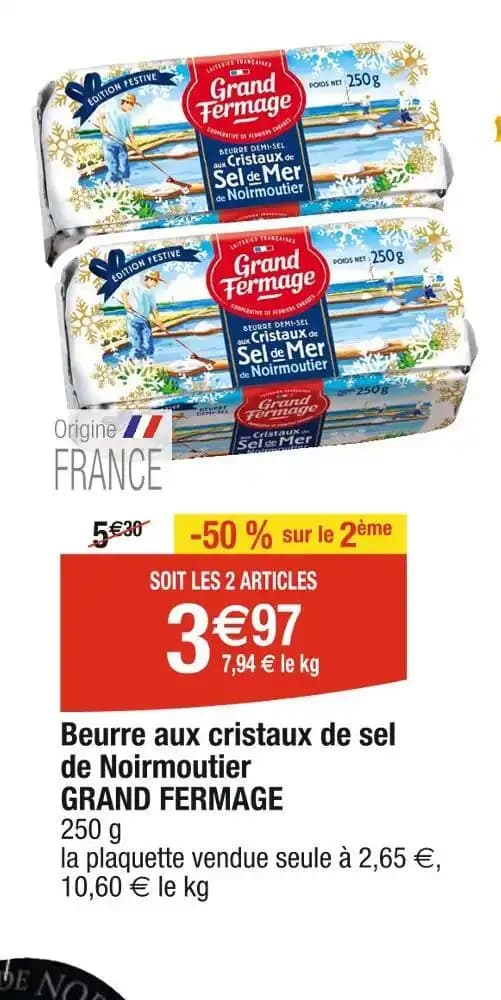 GRAND FERMAGE Beurre aux cristaux de sel de Noirmoutier