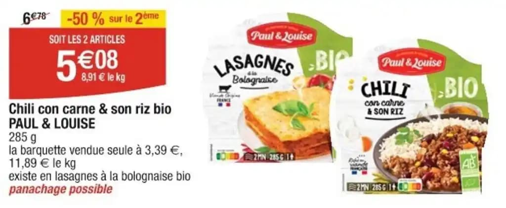 Chili con carne & son riz bio PAUL & LOUISE