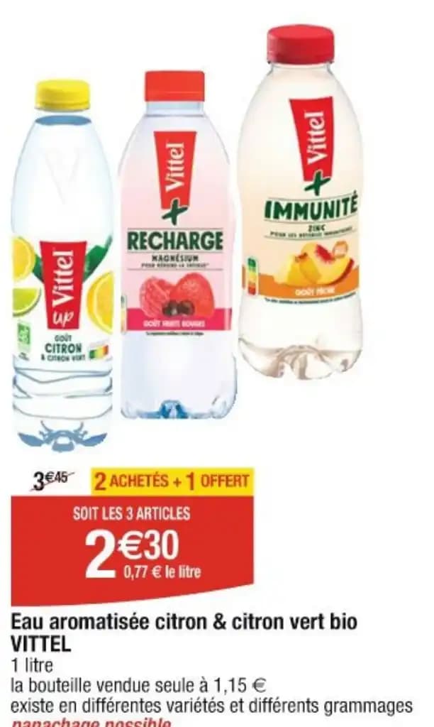 Eau aromatisée citron & citron vert bio VITTEL
