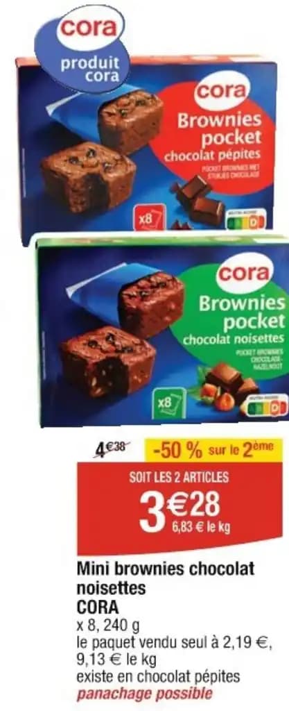 Mini brownies chocolat noisettes CORA
