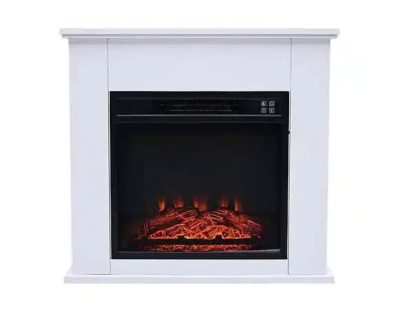 Cheminée électrique au sol de 2kW en acier laqué blanc avec télécommande