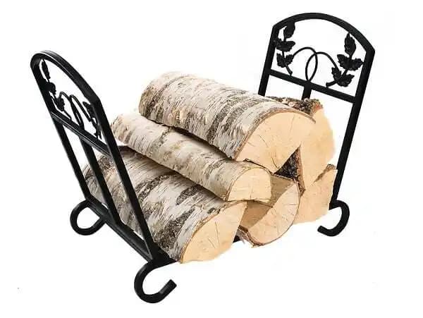 Porte-bûches pliable en acier noir