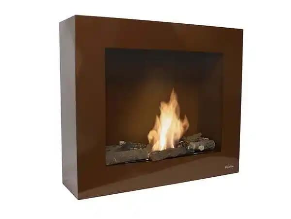 Cheminée bio au sol ou murale avec bûches décoratives de différentes couleurs BESTBIO