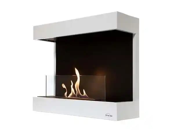 Cheminée à l'éthanol en acier blanc et verre trempé