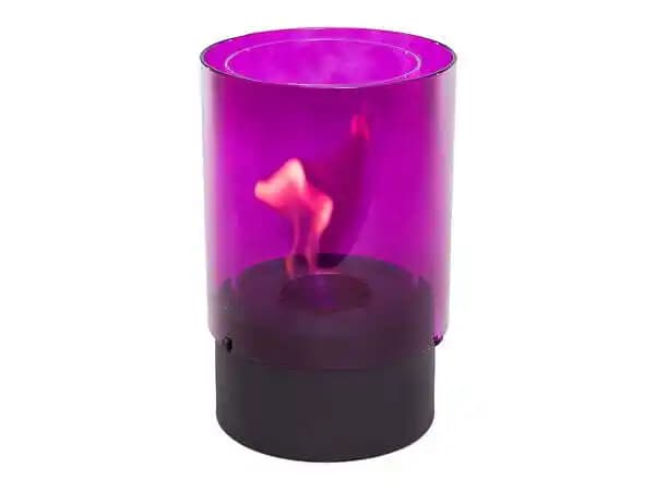 Cheminée de table à l'éthanol en verre trempé violet