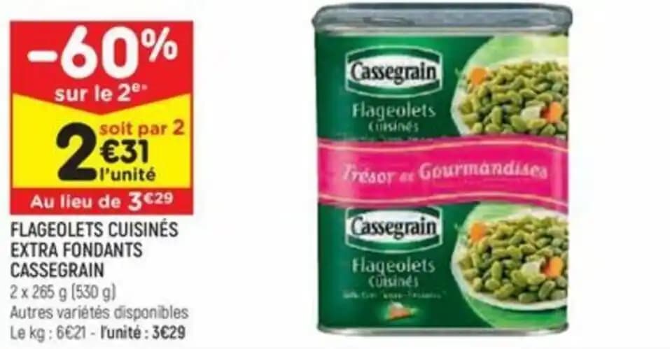 Flageolets Cilisinés EXTRA FONDANTS CASSEGRAIN