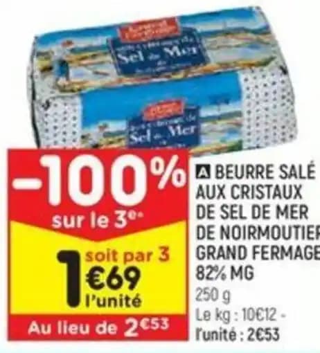 BEURRE SALÉ AUX CRISTAUX DE SEL DE MER DE NOIRMOUTIER GRAND FERMAGE