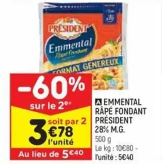 EMMENTAL RAPÉ FONDANT PRÉSIDENT 28% M.G.