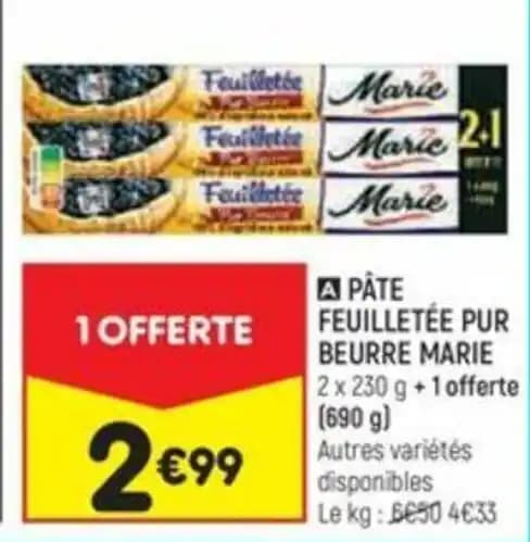 PATE FEUILLETÉE PUR BEURRE MARIE
