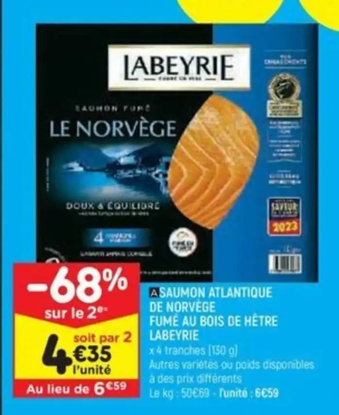 SAUMON ATLANTIQUE DE NORVÈGE FUMÉ AU BOIS DE HÊTRE LABEYRIE