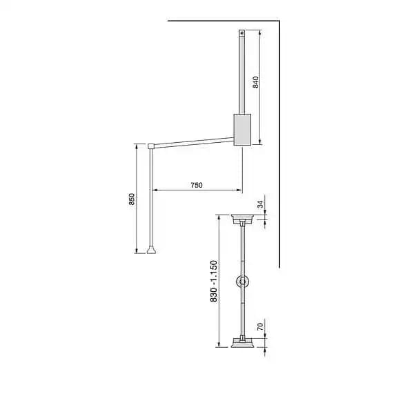 Emuca Penderie rabattable pour armoire Hang, 830 - 1150, Peint en moka, Acier et Plastique