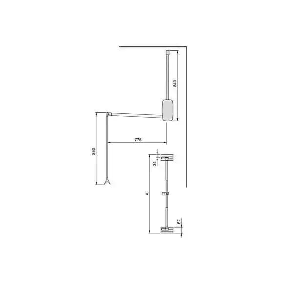 Emuca Penderie rabattable pour armoire Sling, 450 - 600, Chromé, Acier et Plastique