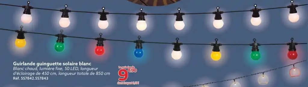 Guirlande guinguette solaire blanc