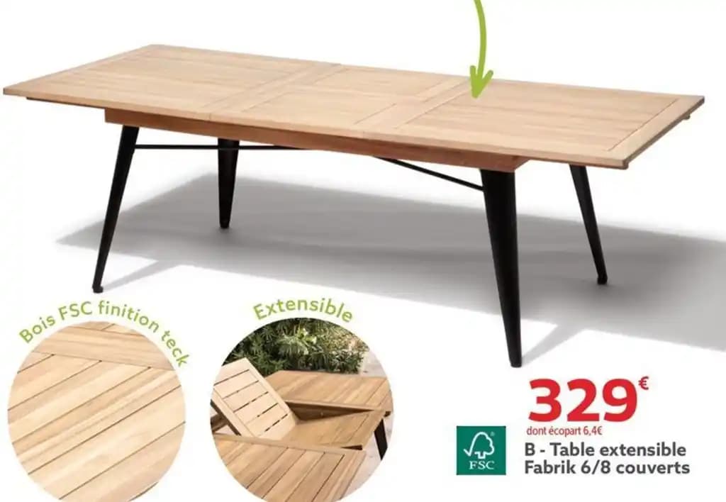 Table extensible Fabrik 6/8 couverts